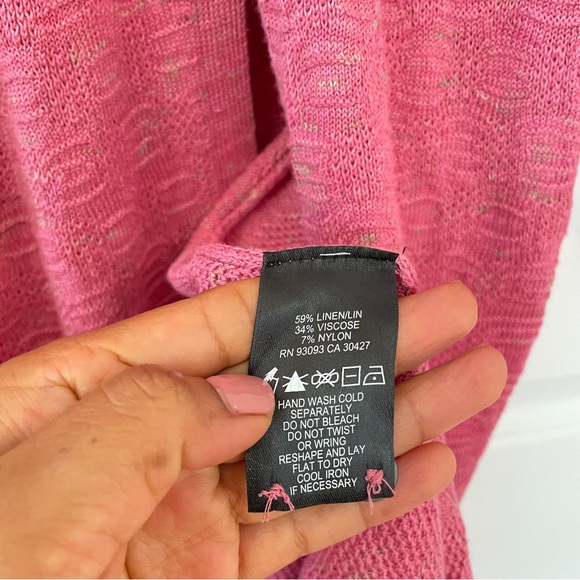 NIC + ZOE  linen blend long Cardigan in a twirl Raspberry Pink Button ribbed XL - Picture 11 of 14